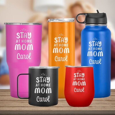 Stay At Home Mom, Mother Day, Birthday Present from Daughter Son, custom Name Tumbler, Mom Mug - image1